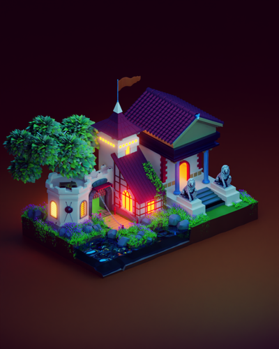 lowpoly castle preview image